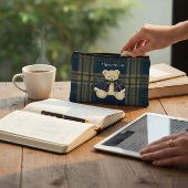 personalized Bear Plaid Pencil Pouch アクセサリーポーチ
