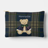 personalized Bear Plaid Pencil Pouch アクセサリーポーチ (正面)