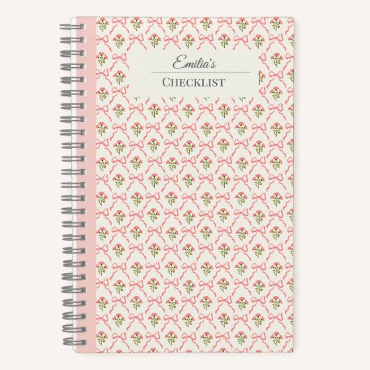 Personalized beautiful classic botanical pink ノートブック (正面)