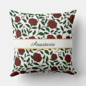 Personalized Beauty and Beast Garden Rose Name Red クッション (裏面)