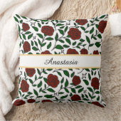 Personalized Beauty and Beast Garden Rose Name Red クッション (ブランケット)