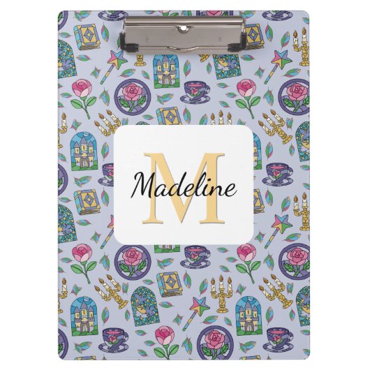 Personalized Beauty and the Beast Book Girl クリップボード (正面)