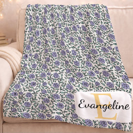 Personalized Beauty Beast Garden Rose Purple フリースブランケット