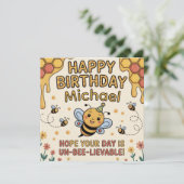 Personalized Bee Birthday Card - Honeycomb Theme シーズンカード (スタンド正面)