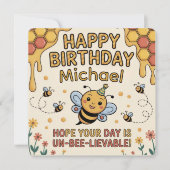 Personalized Bee Birthday Card - Honeycomb Theme 招待状 (正面)