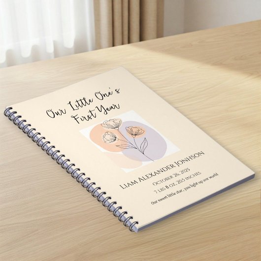 Personalized Beige Baby Photo Notebook ノートブック