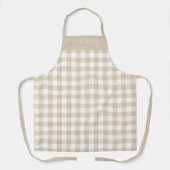Personalized Beige Gingham Check Pattern エプロン (正面)