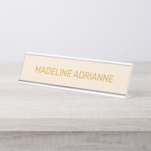 Personalized Beige & Gold Modern Desk Name Plate デスクネームプレート (正面)