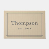 Personalized Beige Gray Family Last Name Monogram ドアマット (正面)