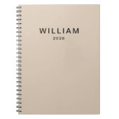 Personalized Beige & Monogram Name| Elegant Custom ノートブック (正面)