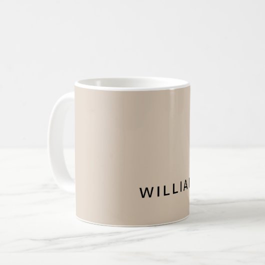 Personalized Beige & Monogram with Custom コーヒーマグカップ (正面左)