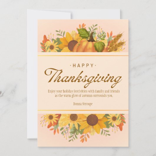 Personalized Beige Simple Thanksgiving  シーズンカード (正面)
