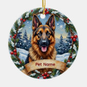 Personalized Belgian Shepherd Christmas セラミックオーナメント (正面)