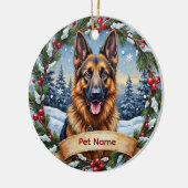 Personalized Belgian Shepherd Christmas セラミックオーナメント (左)