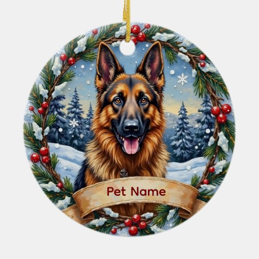 Personalized Belgian Shepherd Christmas セラミックオーナメント (裏面)