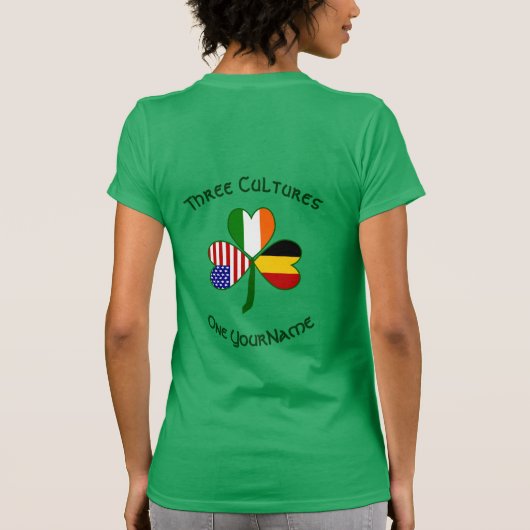 Personalized Belgium Ireland USA Shamrock Women's Tシャツ (裏面)