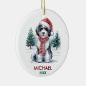 Personalized Bernedoodle Dog Christmas セラミックオーナメント (右)