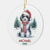 Personalized Bernedoodle Dog Christmas セラミックオーナメント (左)
