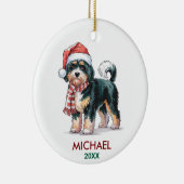 Personalized Bernedoodle Dog Christmas セラミックオーナメント (右)