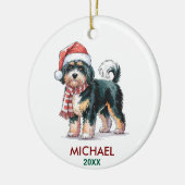 Personalized Bernedoodle Dog Christmas セラミックオーナメント (左)