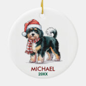 Personalized Bernedoodle Dog Christmas セラミックオーナメント (裏面)