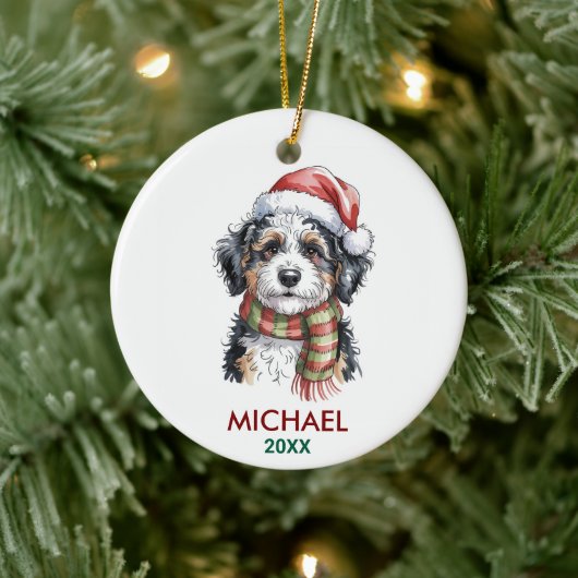 Personalized Bernedoodle Dog Christmas セラミックオーナメント (ツリー)