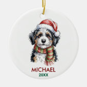 Personalized Bernedoodle Dog Christmas セラミックオーナメント (正面)