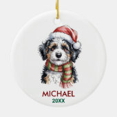 Personalized Bernedoodle Dog Christmas セラミックオーナメント (裏面)