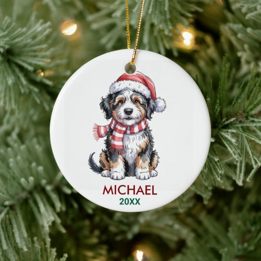 Personalized Bernedoodle Dog Christmas セラミックオーナメント (ツリー)