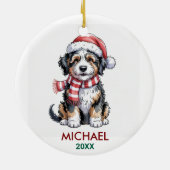 Personalized Bernedoodle Dog Christmas セラミックオーナメント (裏面)
