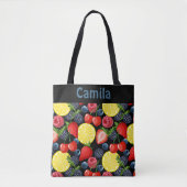 Personalized Berries & Citrus Pattern Tote Bag トートバッグ (正面)