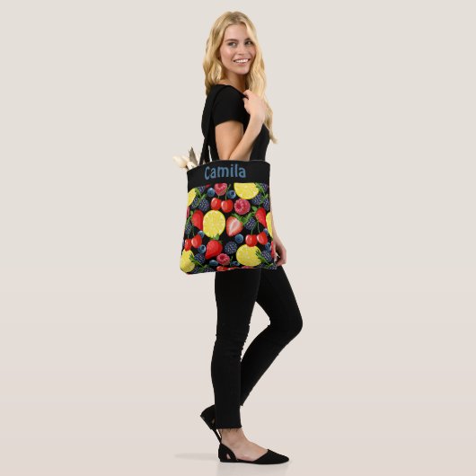 Personalized Berries & Citrus Pattern Tote Bag トートバッグ (モデル)