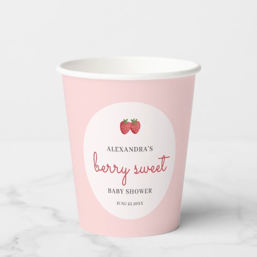 Personalized Berry Sweet Strawberry Baby Shower 紙コップ (裏面)