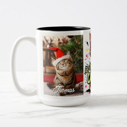 Personalized Best Cat Dad Ever - fathers day mugs ツートーンマグカップ (左)