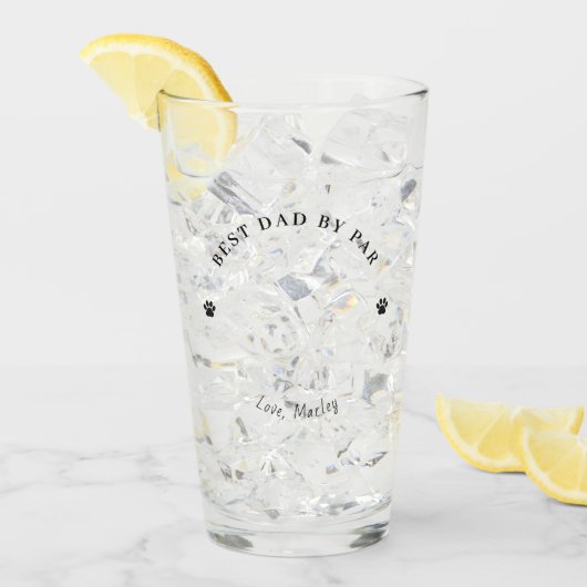 Personalized Best Dad By Par Custom Dog Photo Pint タンブラーグラス (アイス正面)
