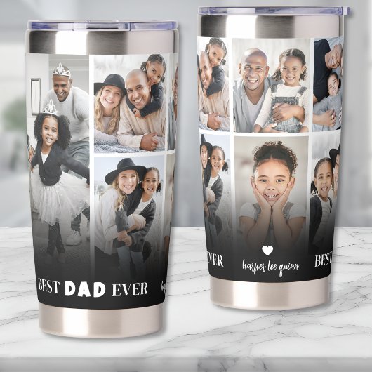 Personalized Best Dad Ever 8 Photo Collage Father 保温保冷タンブラー