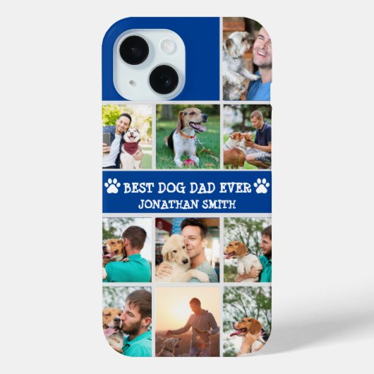 Personalized Best Dog Dad – Collage 10 Photos Case-Mate iPhoneケース (裏面)