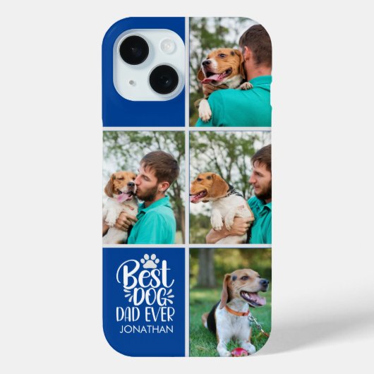 Personalized Best Dog Dad – Collage 4-Photos Case-Mate iPhoneケース (裏面)