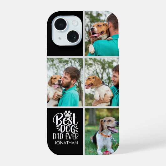 Personalized Best Dog Dad – Collage 4-Photos iPhone 15ケース (裏面)