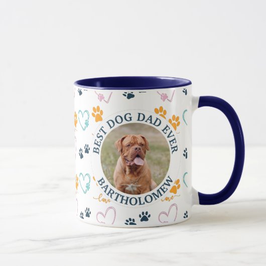 Personalized BEST DOG DAD EVER Mastif Photo マグカップ (右)
