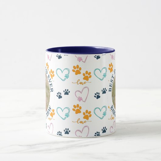 Personalized BEST DOG DAD EVER Mastif Photo マグカップ (中央)