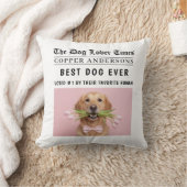 Personalized “Best Dog Ever” Newspaper Photo  クッション (ブランケット)