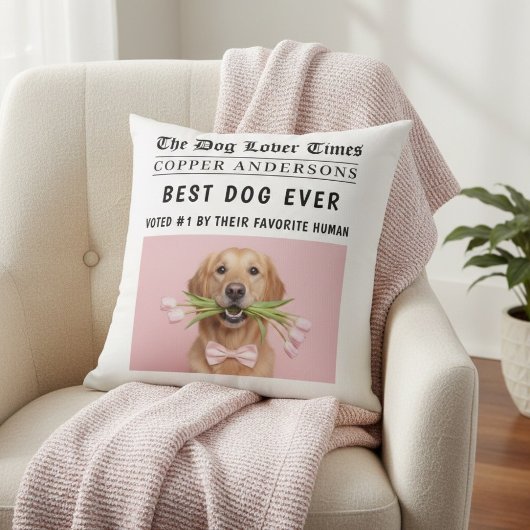 Personalized “Best Dog Ever” Newspaper Photo  クッション