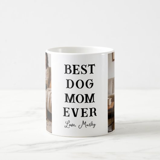 Personalized Best Dog Mom 2 Photo | Mother’s Day コーヒーマグカップ (中央)