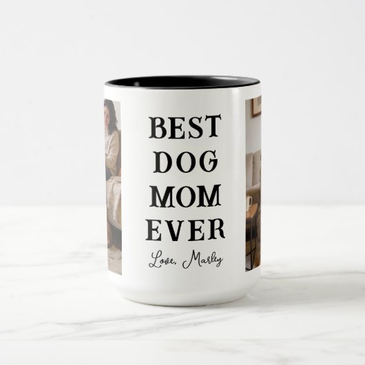 Personalized Best Dog Mom 2 Photo | Mother’s Day マグカップ (中央)