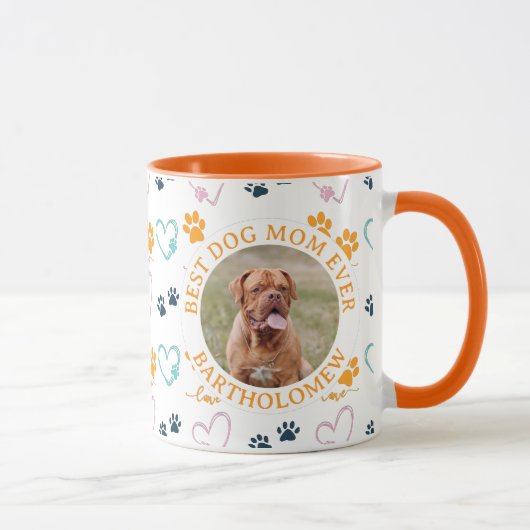 Personalized BEST DOG MOM EVER Mastif Photo マグカップ (右)