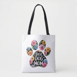 Personalized Best Dog Mom Floral Paw トートバッグ