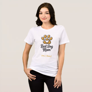 Personalized Best Dog Mom Paw Print T-Shirt トライブレンドＴシャツ