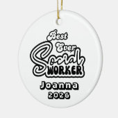 Personalized Best Ever Social Worker セラミックオーナメント (左)
