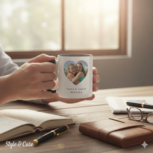 Personalized Best Friends Heart Photo Name Mug マグカップ